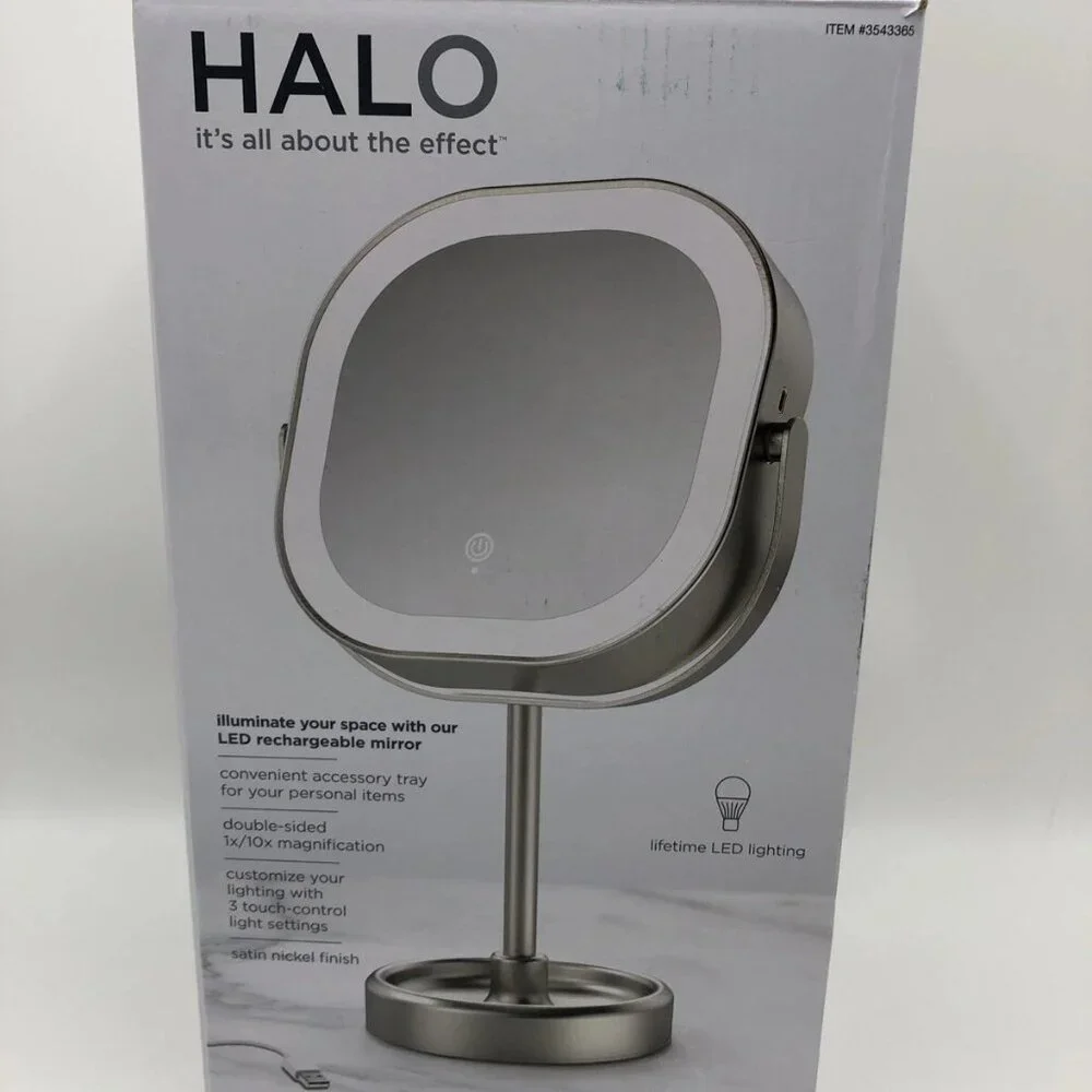 Conair Halo LED Rechargeable Double-Sided Mirror 10x Lighted